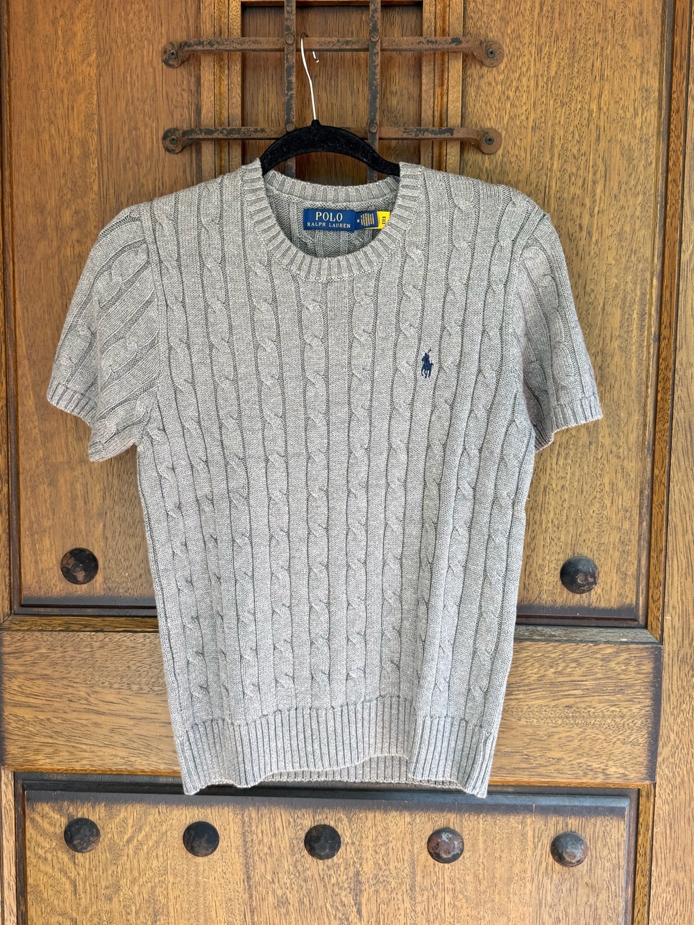 Polo by Ralph Lauren Light Gray Cable-Knit Short Sleeve Sweater Size M